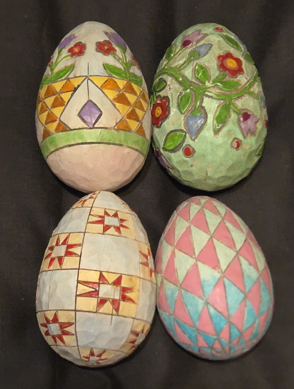 Set of 4 Jim Shore Hand-painted Decorative Eggs